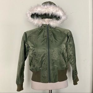 Gap Furry Hooded Bomber Jacket